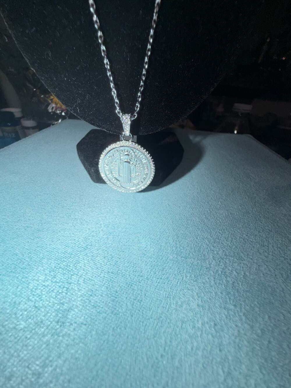 GRA Certified Moissanite Saint Benedict Medallion Necklace with Chain